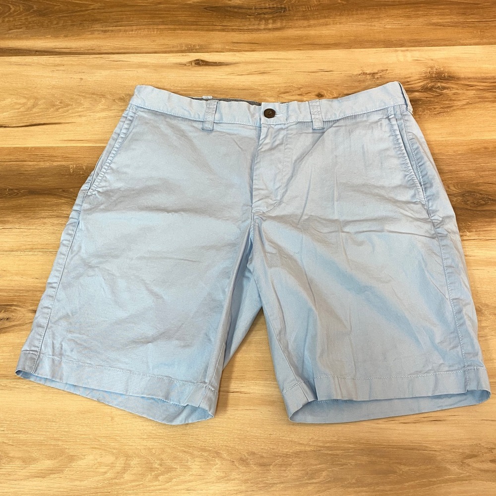 J Crew Chino Shorts Mens 32 Light Blue 9" Cotton Blend Stretch